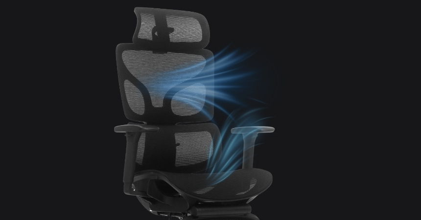 Przewiewna siatka mesh w fotelu BIONIC AIR FR